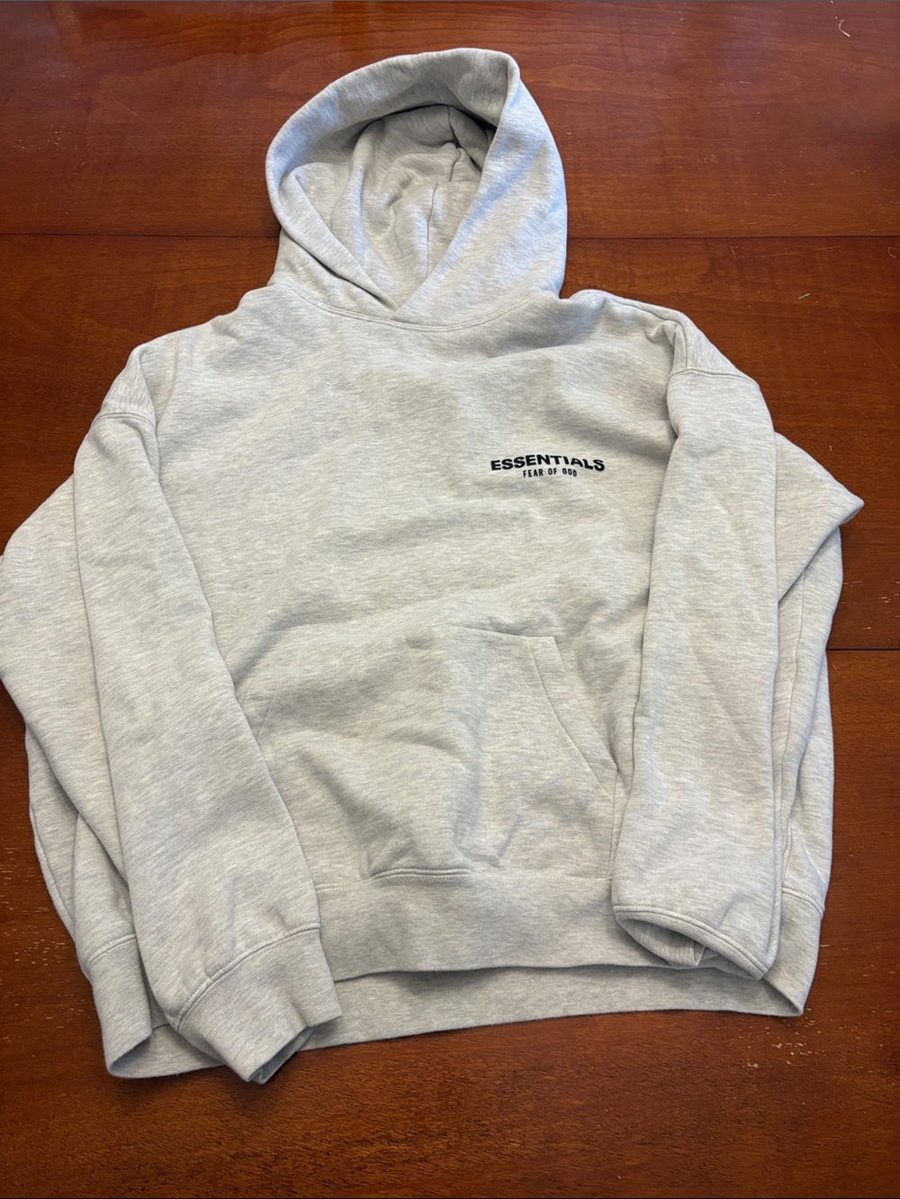 ESSENTIALS Men’s Light Gray Pullover Hoodie - Minimal Logo